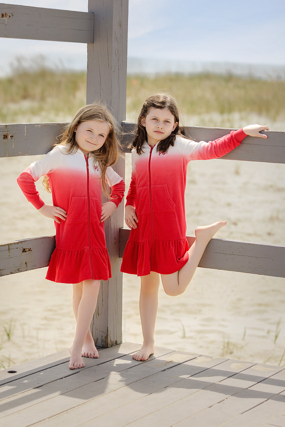 Red Hooded Terry Dress