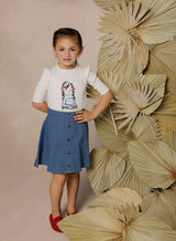 Girls White Bonjour T-Shirt