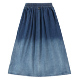 Denim Shirred Ombre Skirt