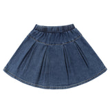 Blue Denim Pleat Detail Skirt