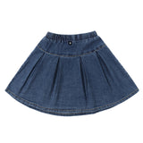 Blue Denim Pleat Detail Skirt