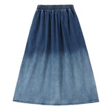 Denim Shirred Ombre Skirt