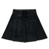 Black Stretch Denim Skirt With Rope Detail