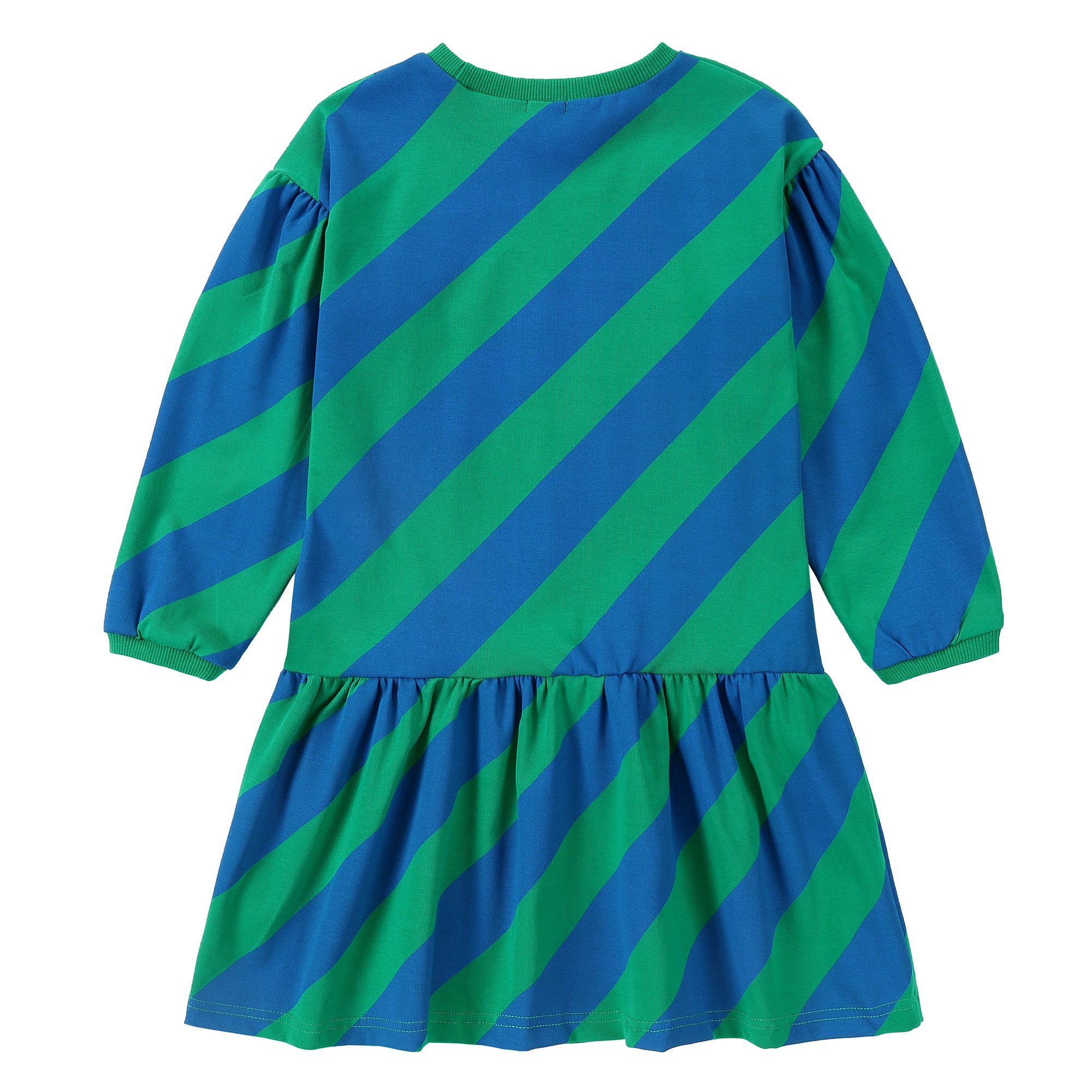 Green and Blue Diagonal Stripe Dress