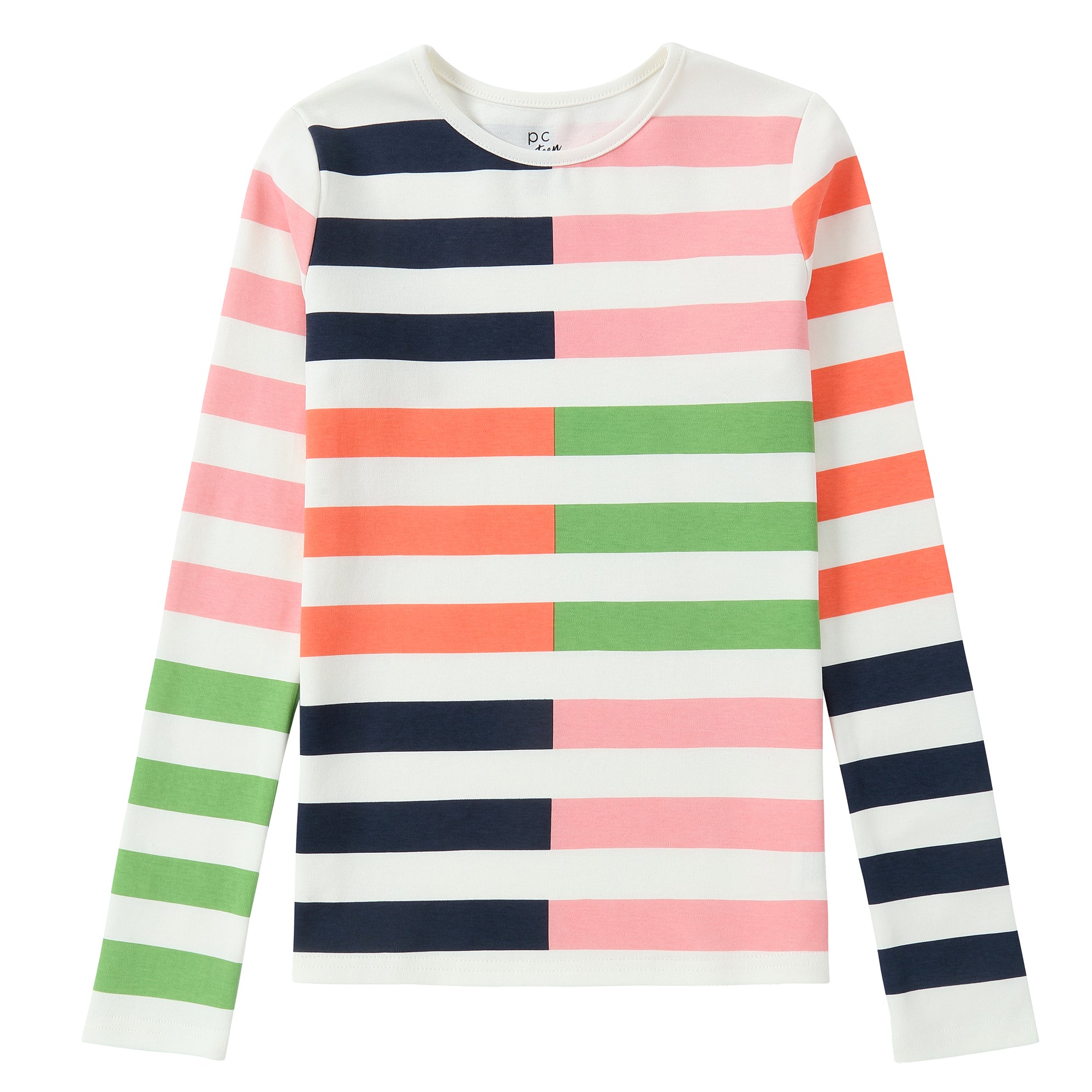 Pink Striped Color Block T-Shirt