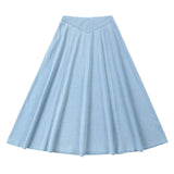 Super Light Denim Pointed Yoke Midi Skirt