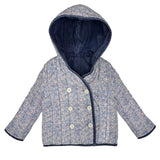 Reversible Quilted Denim Wrap Jacket With Floral Lining