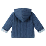 Reversible Quilted Denim Wrap Jacket With Floral Lining