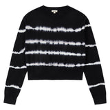 Black Tie Dye Stripe Cropped Sweater