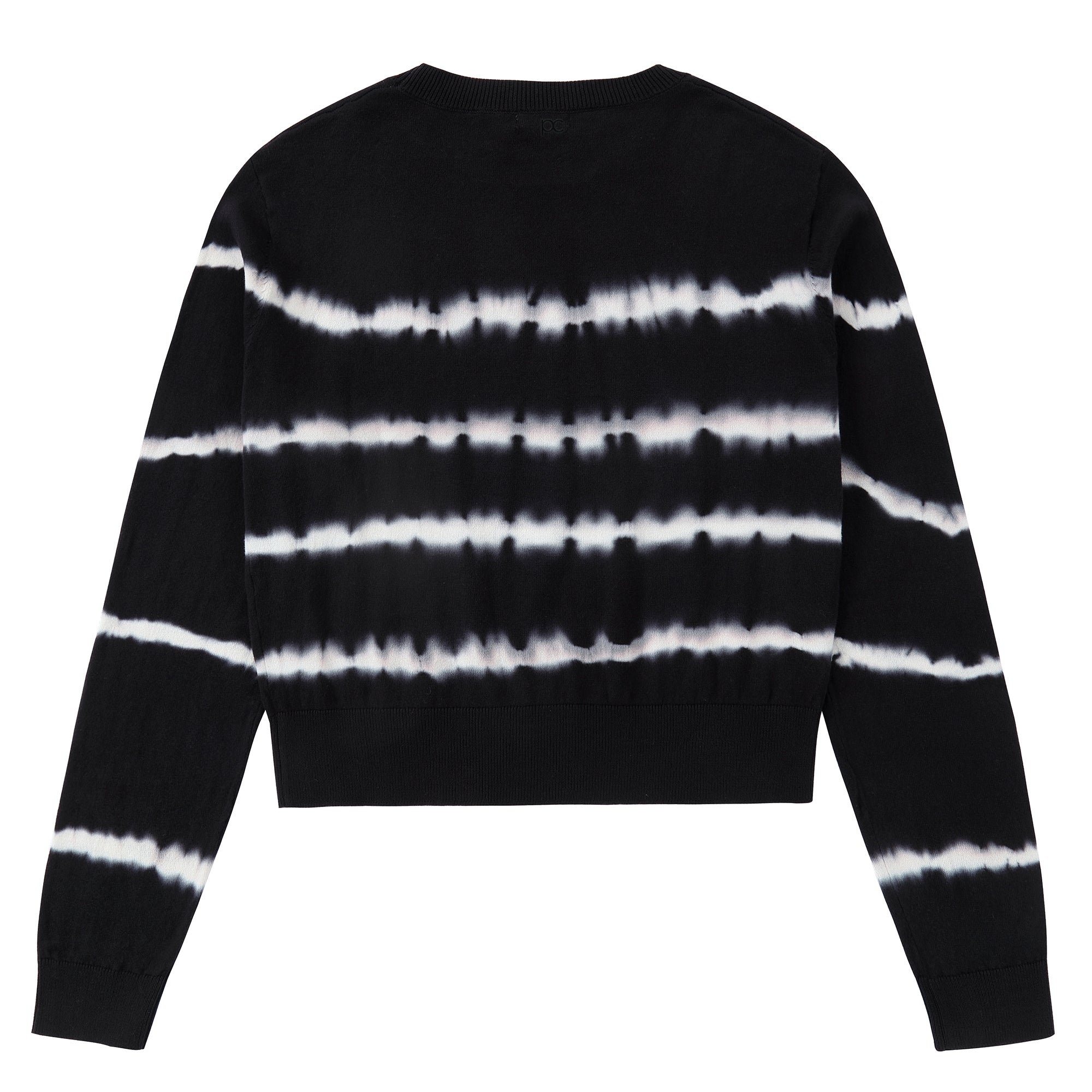 Black Tie Dye Stripe Cropped Sweater