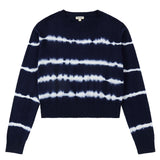 Navy Tie Dye Stripe Cropped Sweater