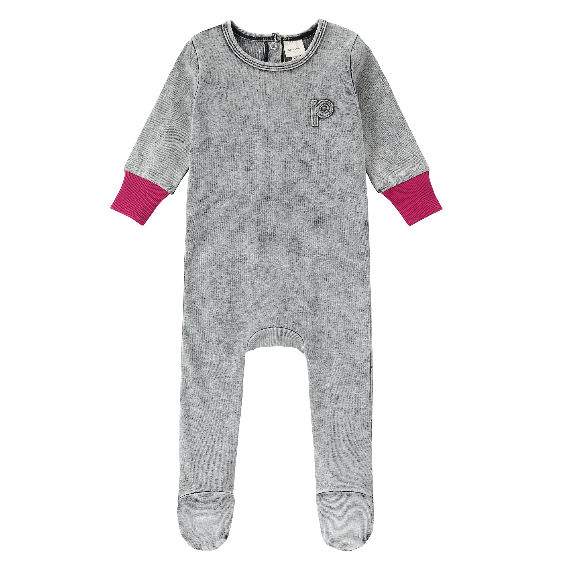 Pink & Grey Wash Contrast Footie