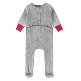 Pink & Grey Wash Contrast Footie