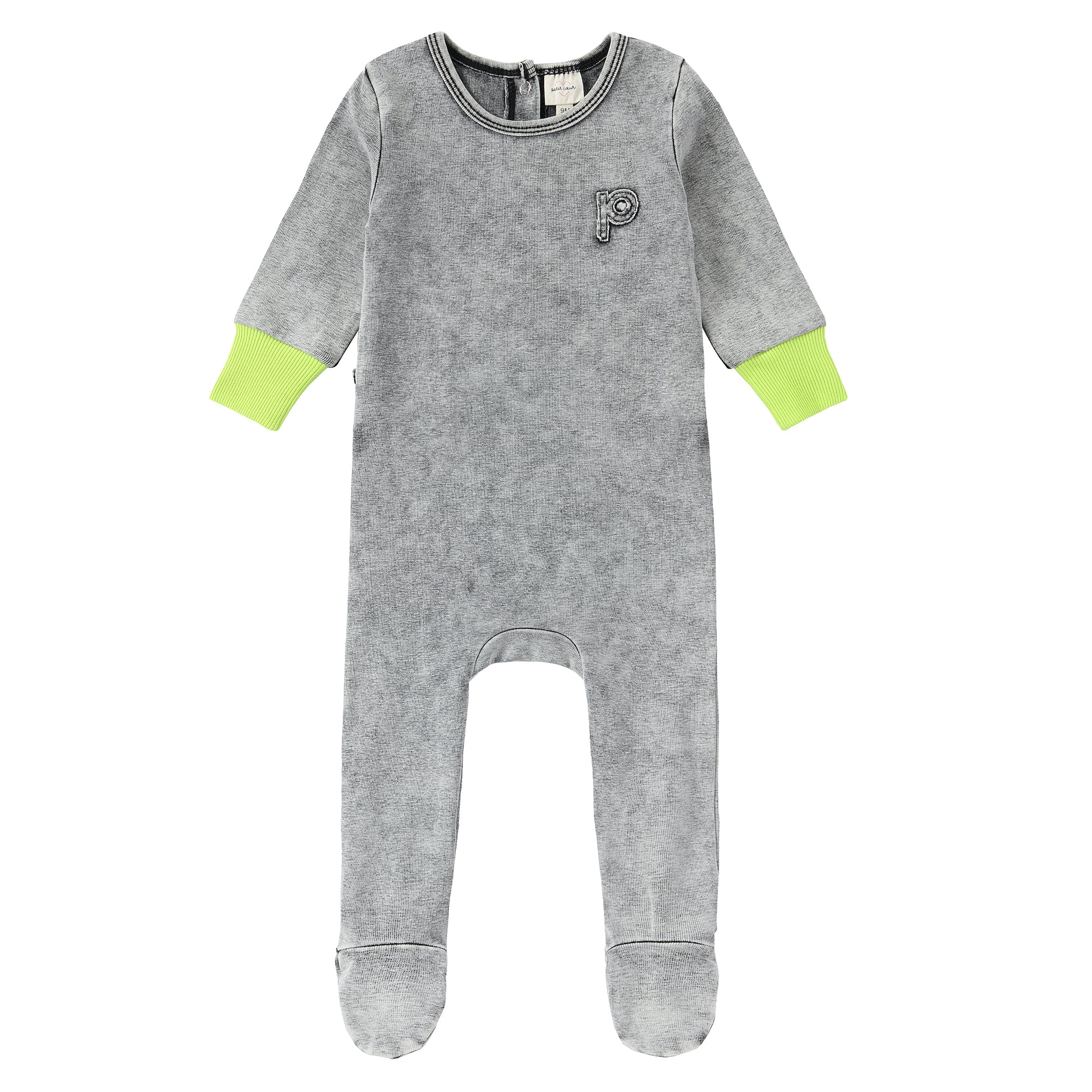 Green & Grey Wash Contrast Footie