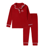 Red Collared Contrast Pajama