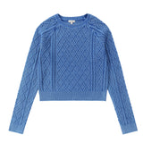 Bright  Blue Wash Cable Knit Sweater