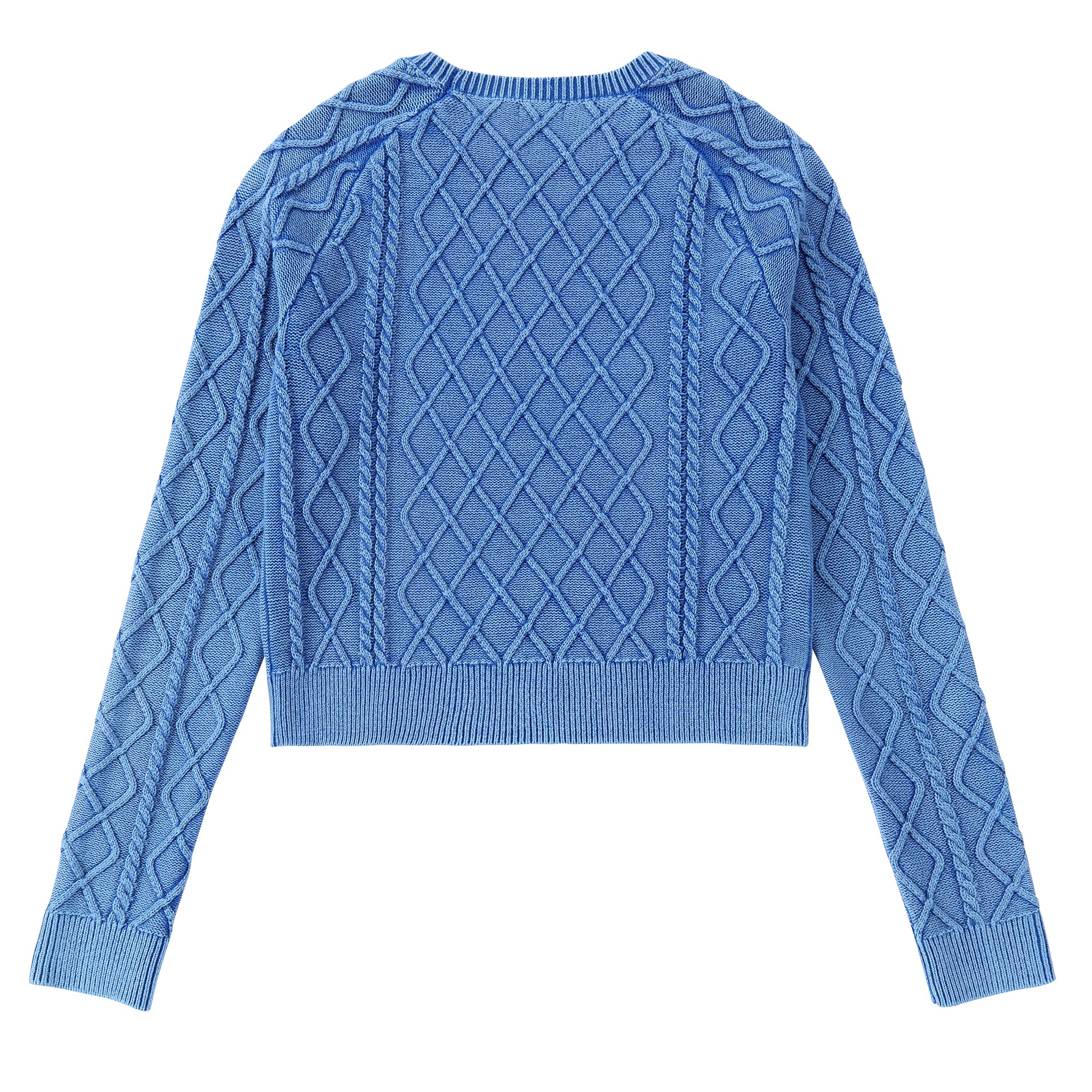 Bright  Blue Wash Cable Knit Sweater