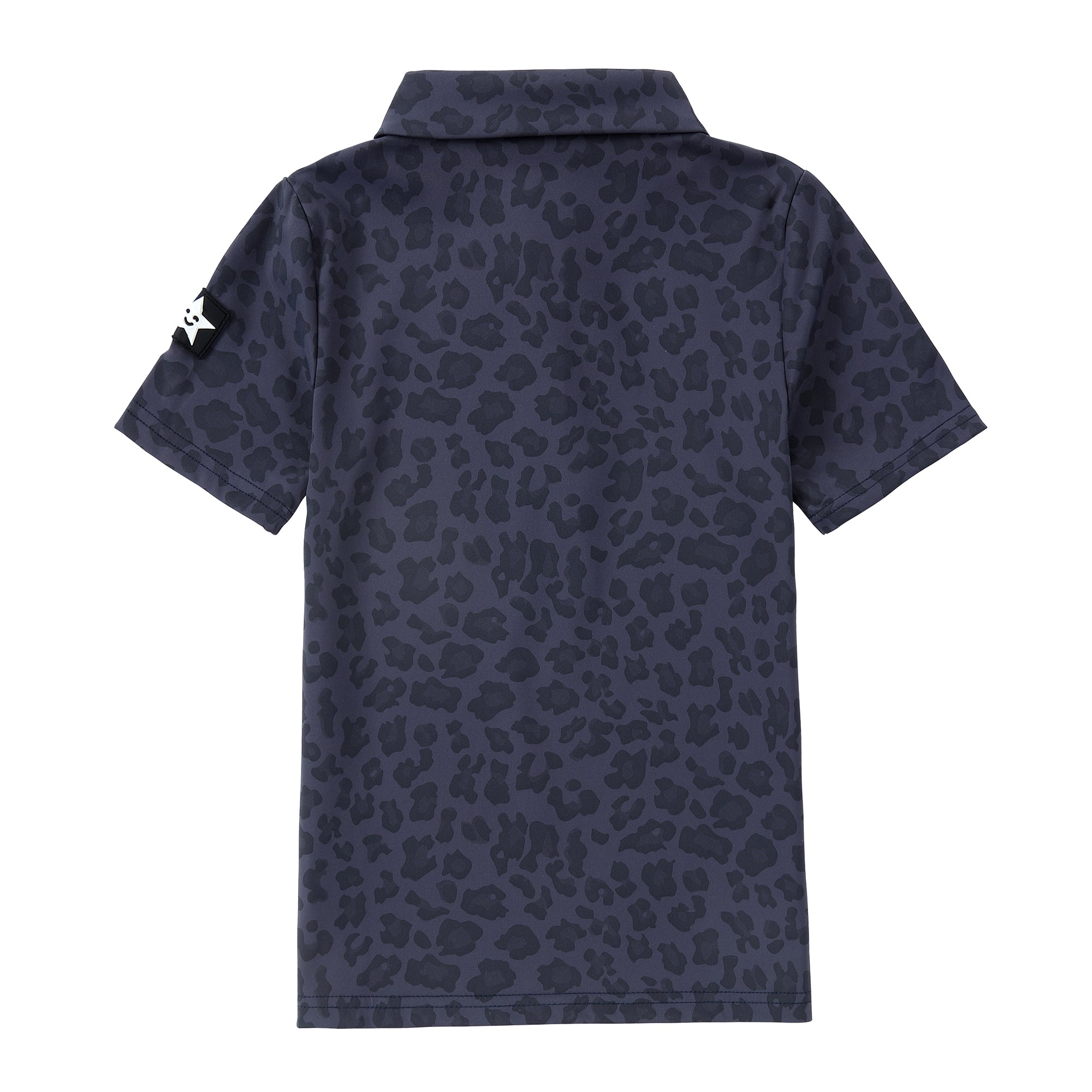 Blue Leopard Print Short Sleeve Polo