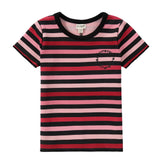 Pink  Striped Embroidered Logo T-Shirt