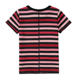 Pink  Striped Embroidered Logo T-Shirt