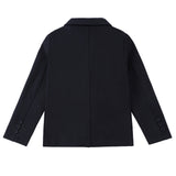 Navy Stretch Pique Double Breasted Blazer With Emblem