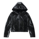 Black Patent Cropped Raincoat