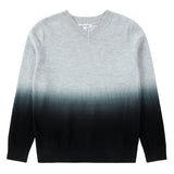 Grey Ombre Dip Dye V-Neck Sweater