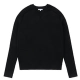 Black V-Neck Sweater with Ribbed Raglan Sleeves