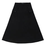 Black Buckle Maxi Skirt With Patch Pockets