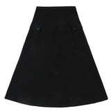 Black Buckle Maxi Skirt With Patch Pockets
