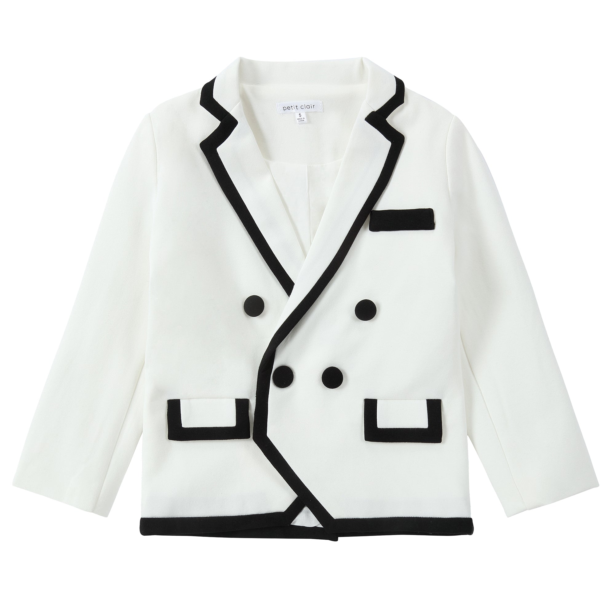 Ivory/ Black Double Breasted Blazer