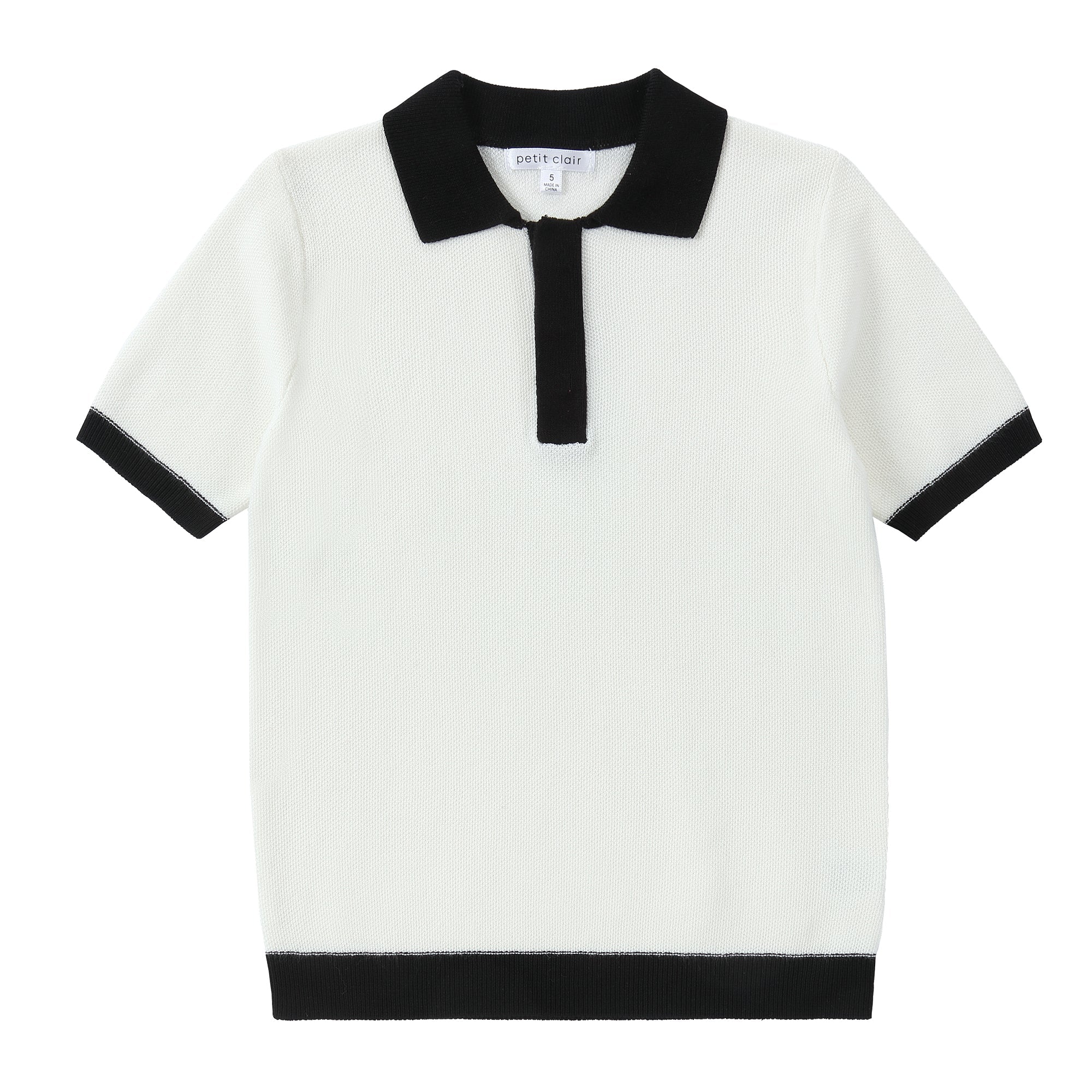 White/ Black Trimmed Sweater