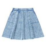 Light Blue Stretch Denim Pocket Skirt