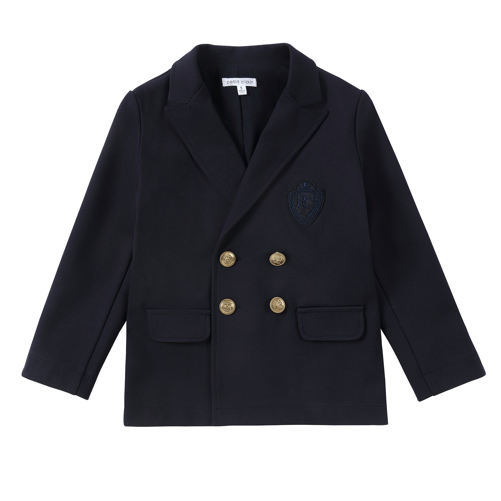 Boys Navy Gold Button Blazer