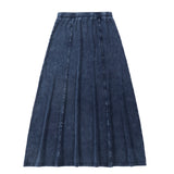 Dark Stretch Denim Maxi Skirt with Pocket Detail