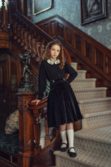 Girls Velvet Charm Collared Sweater
