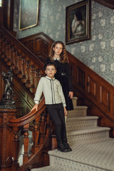 Boys Velvet Charm Collared Shirt