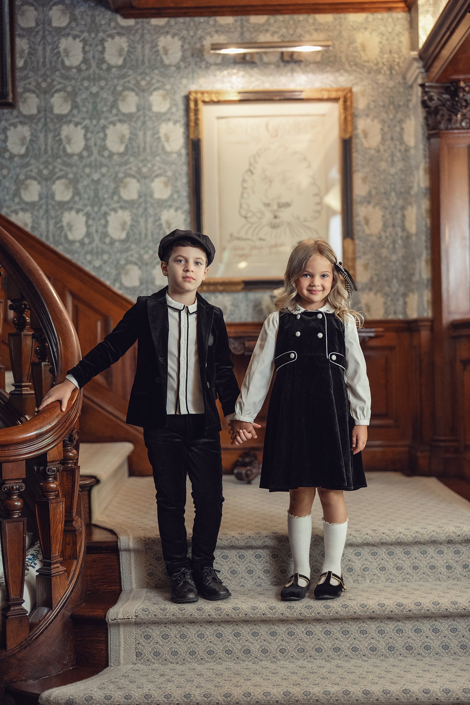 Boys Velvet Charm Collared Shirt