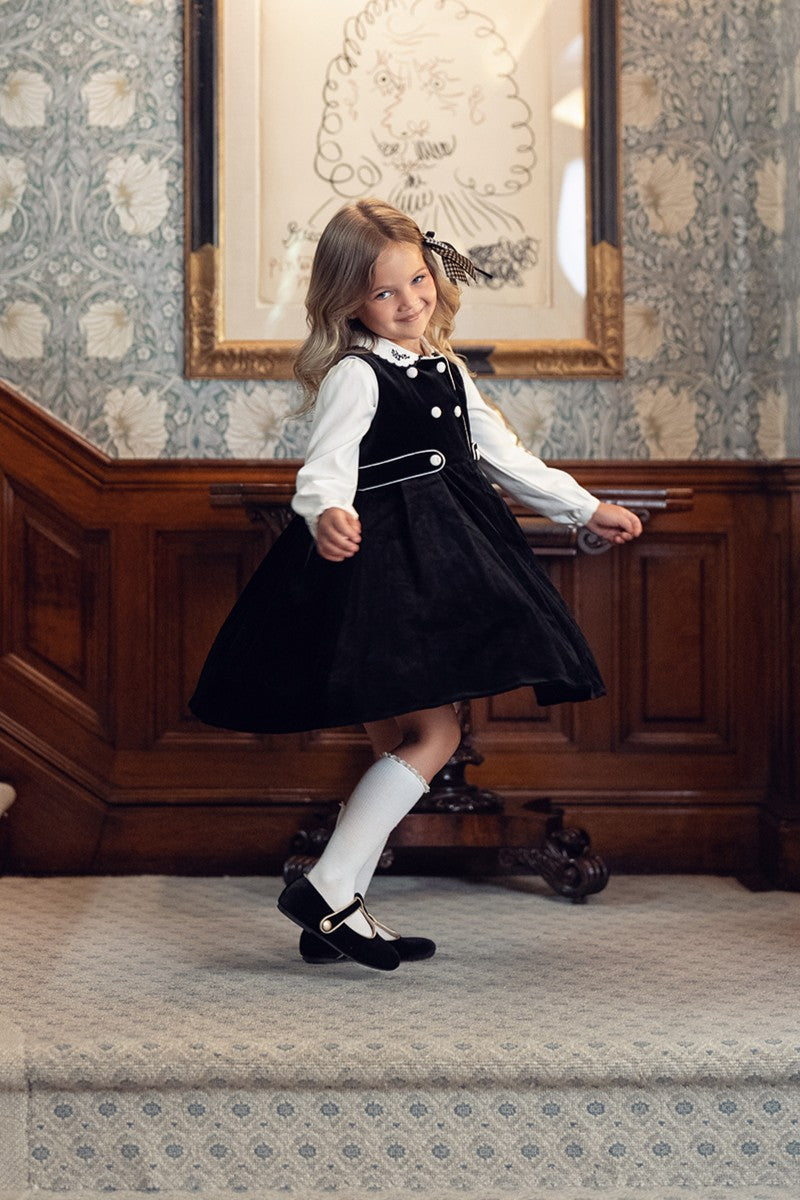 Girls Velvet Charm Collared Shirt