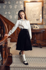 Girls Velvet Charm Collared Shirt
