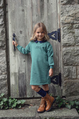 Girls Green Wash Dress with Racehorse