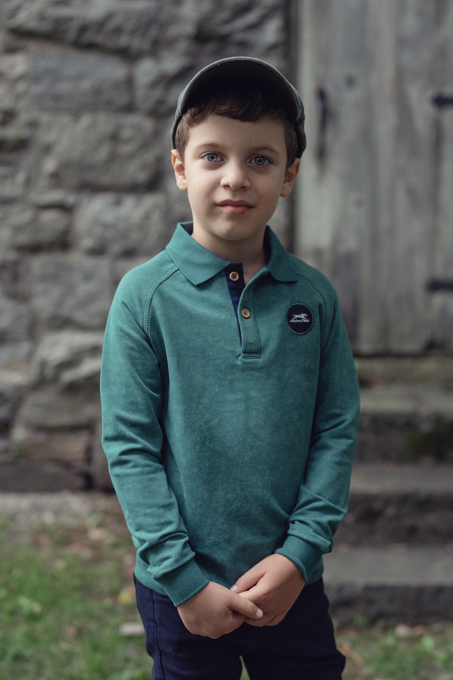 Boys Green Wash Polo with Racehorse