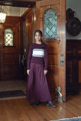Teens Burgundy V Shaped Panneled  Maxi Skirt