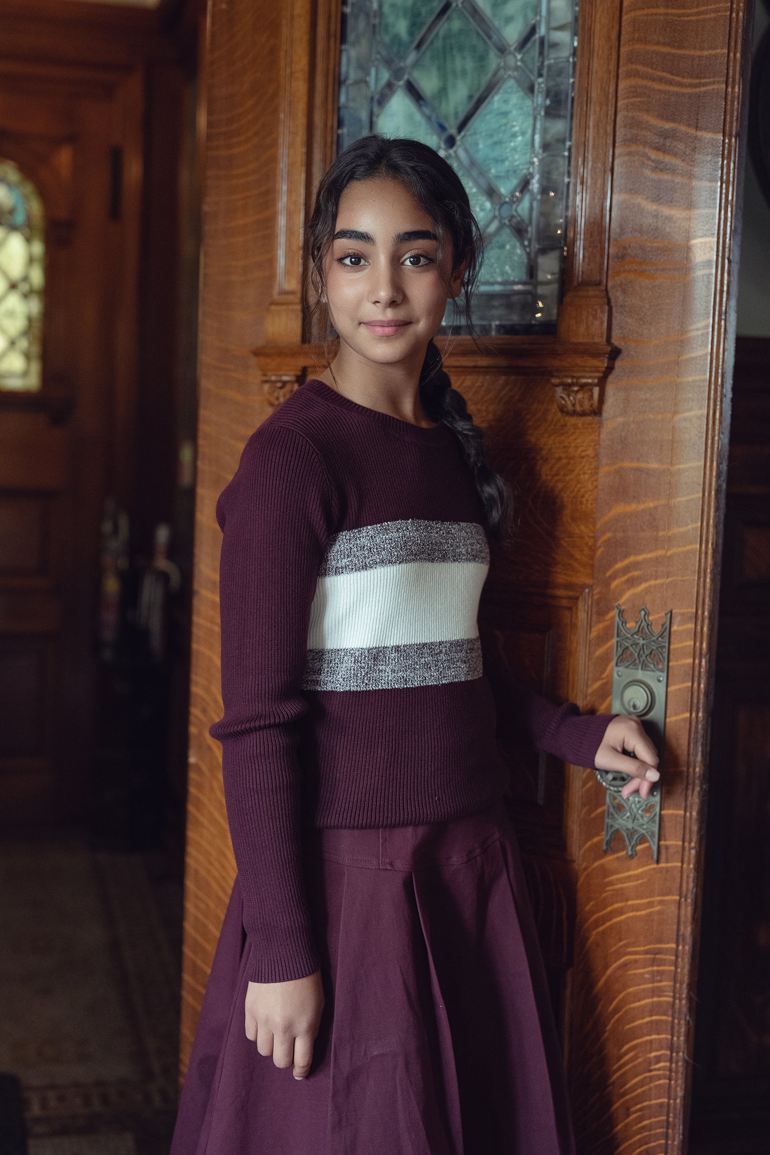 Teens Plum Chunky Knit Sweater