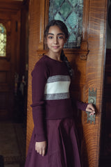 Teens Plum Chunky Knit Sweater