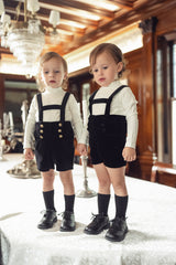 Black Velvet Suspender Shorts
