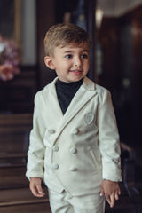Boys Ivory Velvet Blazer