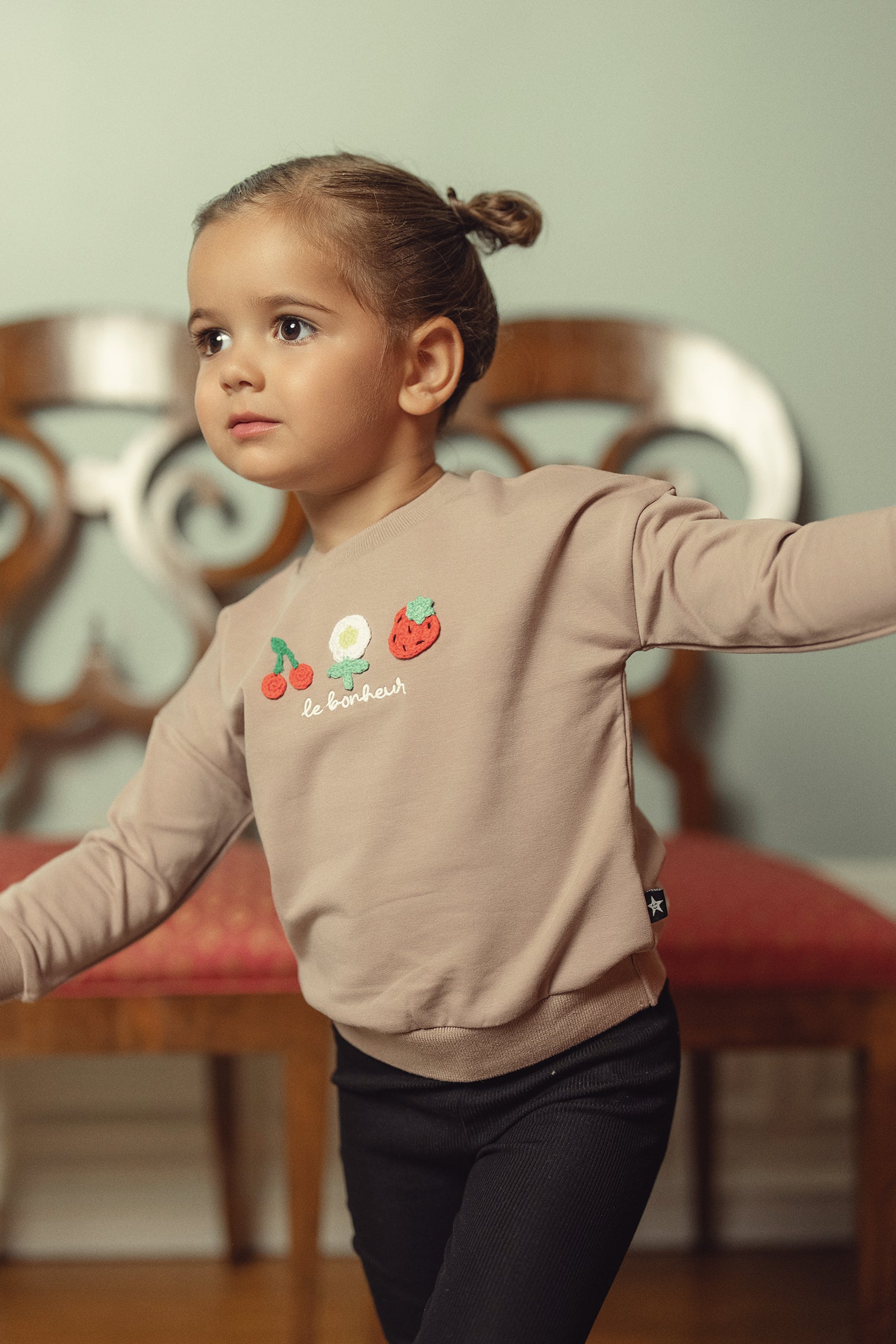 Girls Taupe Happy Sweatshirt