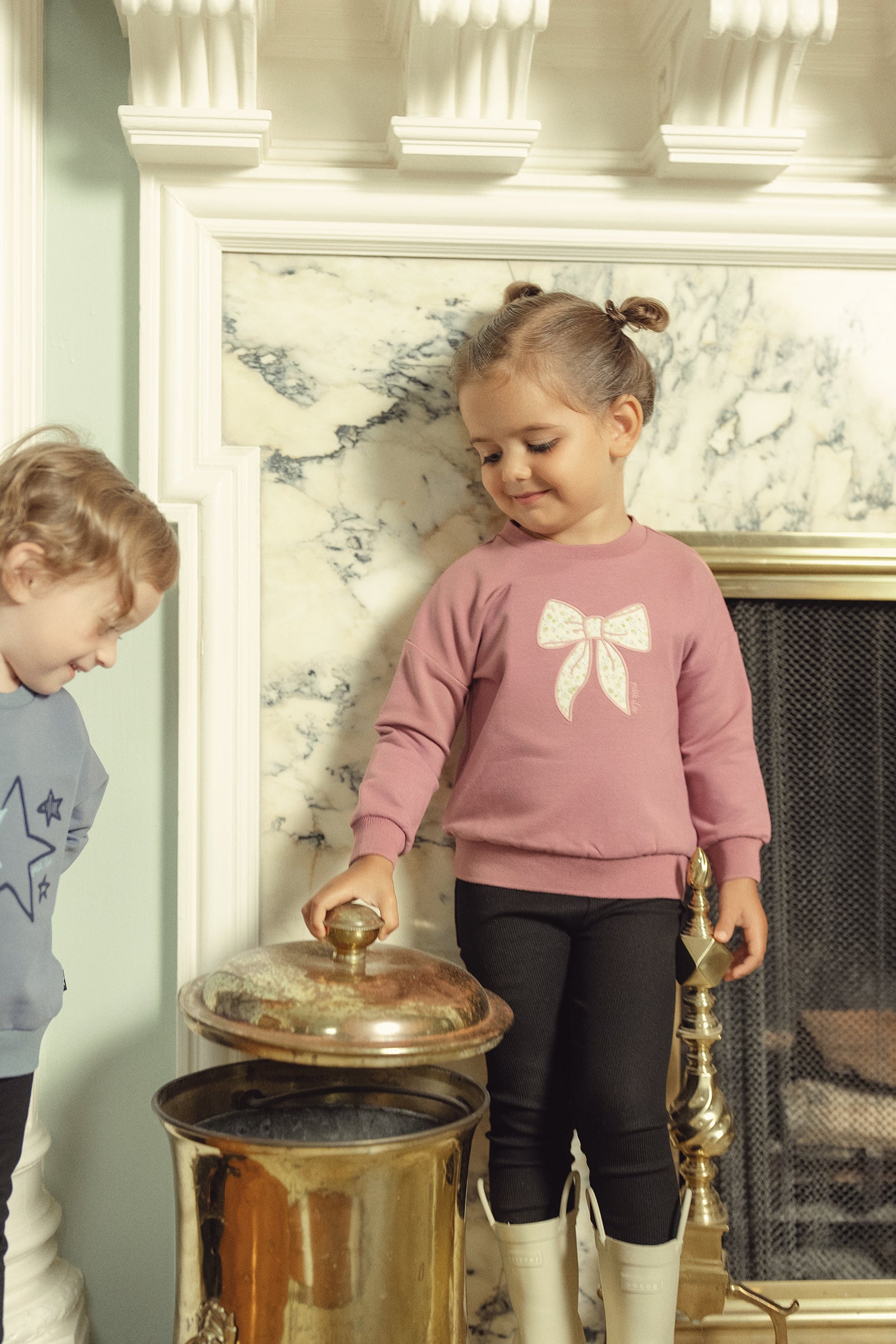 Girls Mauve Bow Sweatshirt
