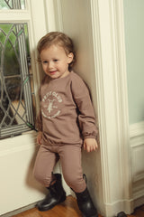 Baby Boys Mauve Brown Logo Sweatshirt Set